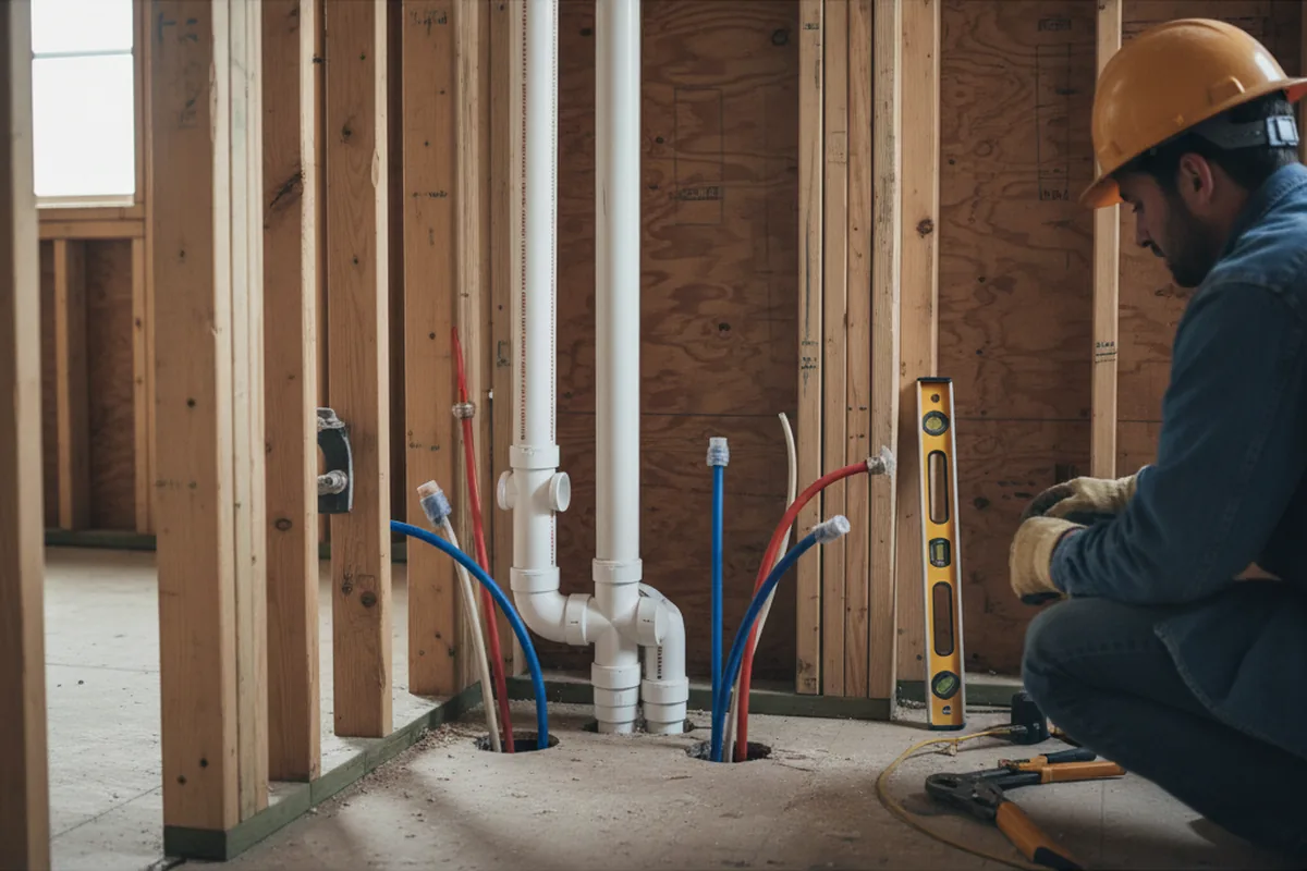 Drain and supply rough-in during Drain Cleaning in New Carlisle